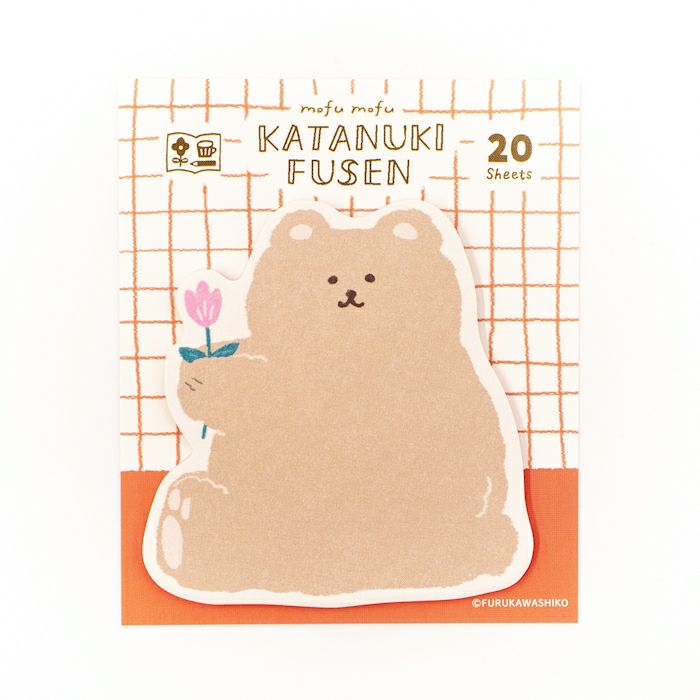 Furukawa Paper Works - Die Cut Sticky Note - Bear with Tulip