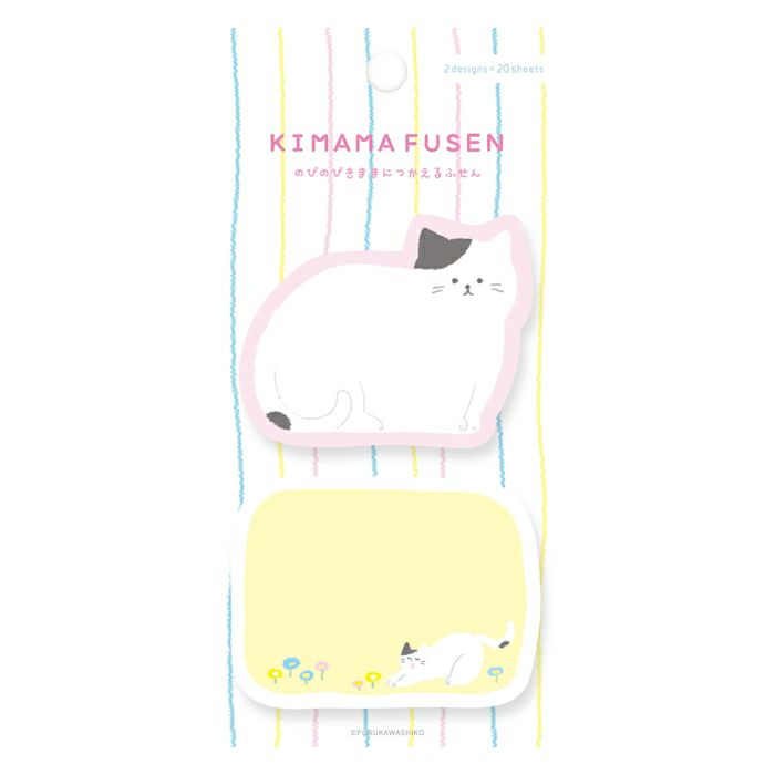 Furukawa Paper Works - Kimama Fusen Sticky Notes - Relaxed Cat