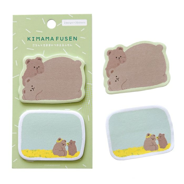 Furukawa Paper Works - Kimama Fusen Sticky Notes - Rolling Bear