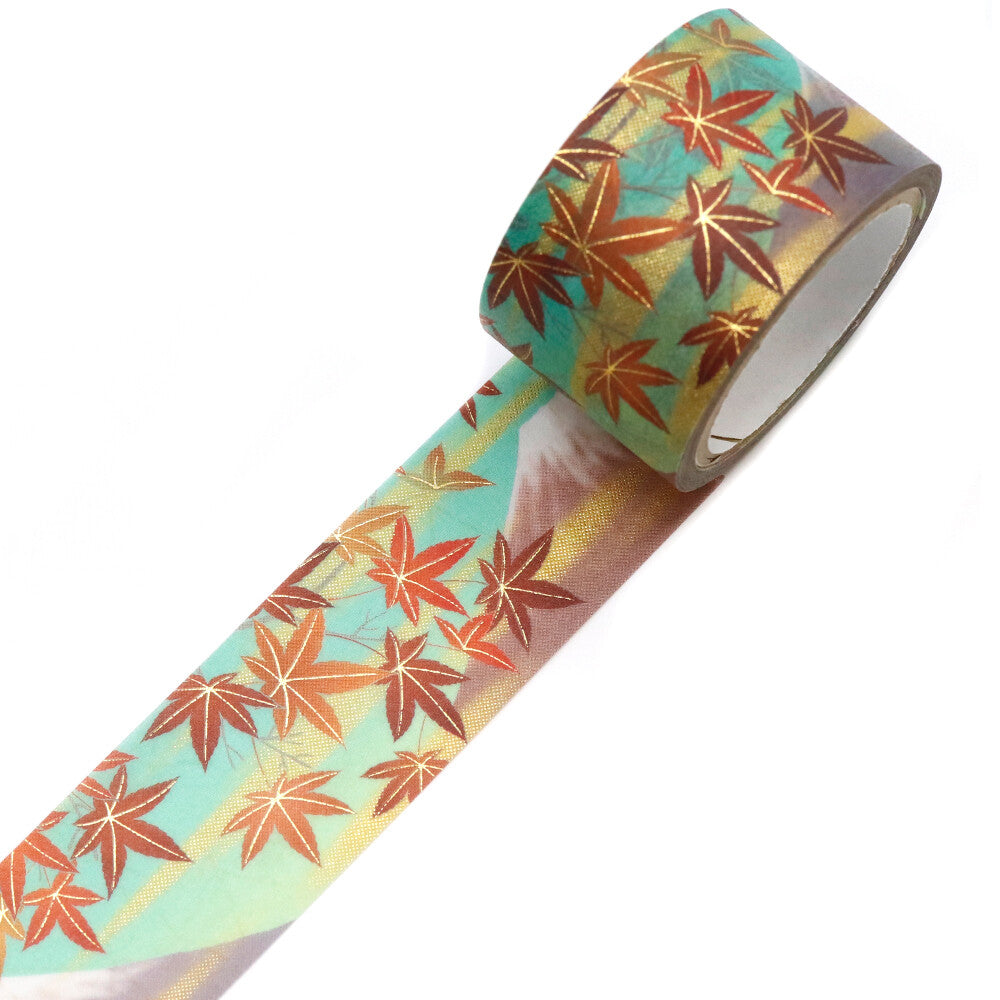 Kamiiso Yuzen Washi Tape - Kimono "Yuu" Series - Mt Fuji with Maple Leaves