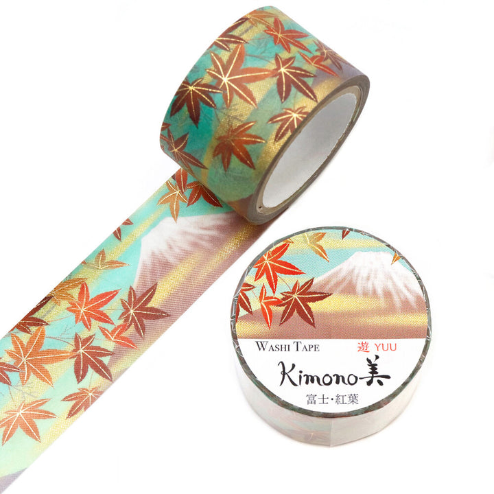 Kamiiso Yuzen Washi Tape - Kimono "Yuu" Series - Mt Fuji with Maple Leaves