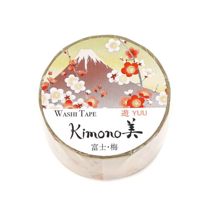 Kamiiso Yuzen Washi Tape - Kimono "Yuu" Series - Mt Fuji with Plum Blossom (Ume)