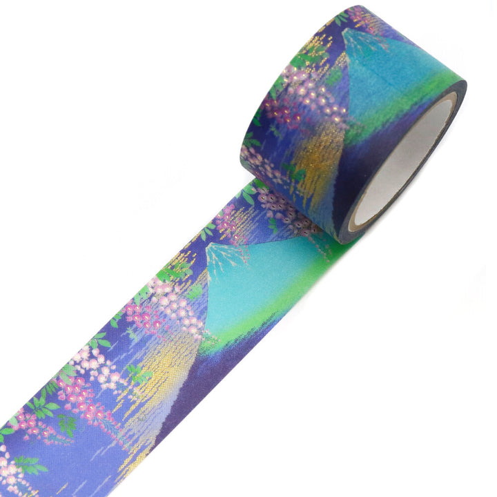 Kamiiso Yuzen Washi Tape - Kimono "Yuu" Series - Mt Fuji with Wisteria