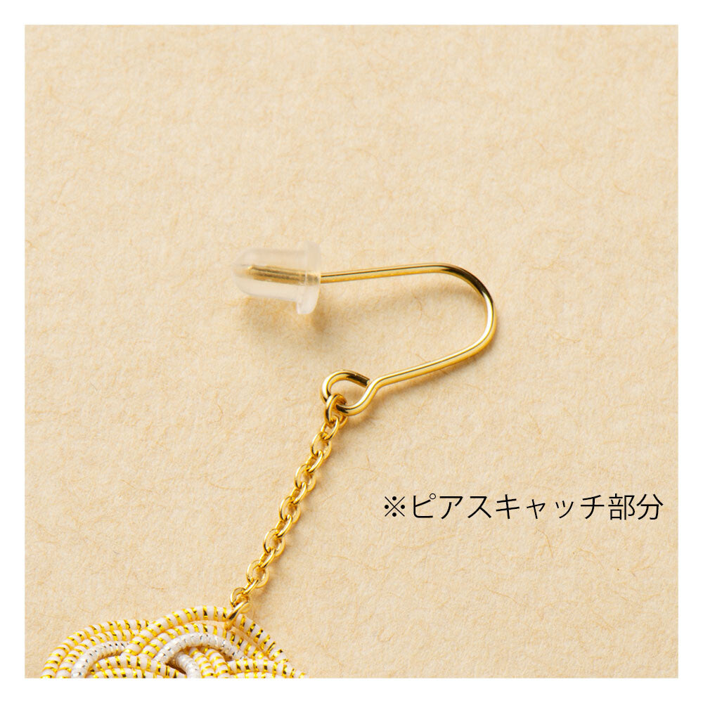 Japanese Mizuhiki Earrings With Waterdrop - Ume Musubi Pattern - Wisteria