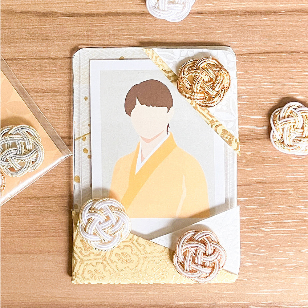 NB Mizuhiki Stickers - Ume Musubi Pattern - Gold