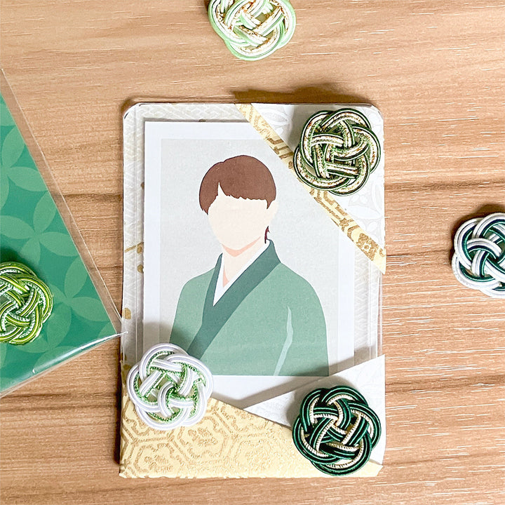 NB Mizuhiki Stickers - Ume Musubi Pattern - Green