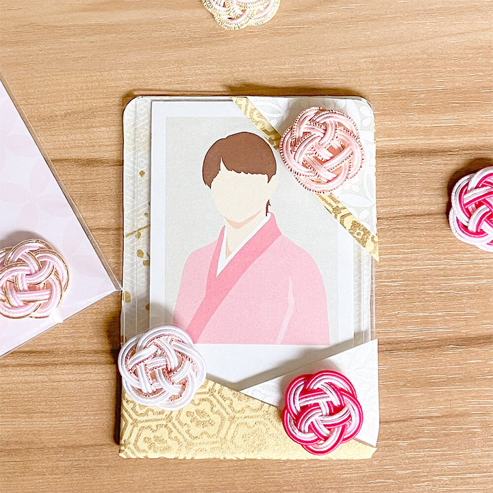NB Mizuhiki Stickers - Ume Musubi Pattern - Soft Pink