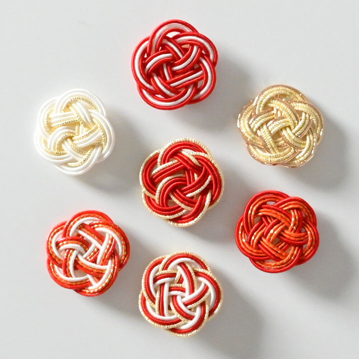 NB Mizuhiki Stickers - Ume Musubi Pattern - Red & Gold