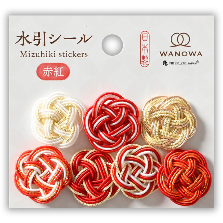 NB Mizuhiki Stickers - Ume Musubi Pattern - Red & Gold