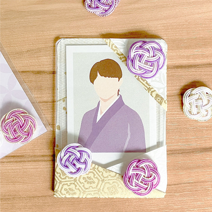 NB Mizuhiki Stickers - Ume Musubi Pattern - Wisteria