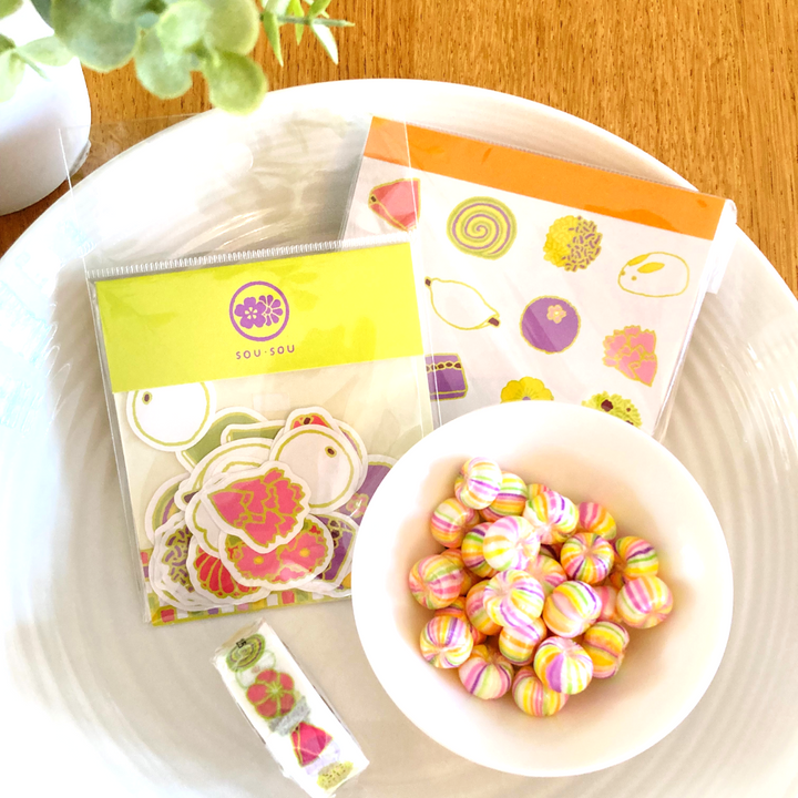 SOU.SOU x PHP - Wagashi Stationery Bundle - Washi Tape, Memo Pad & Sticker Set