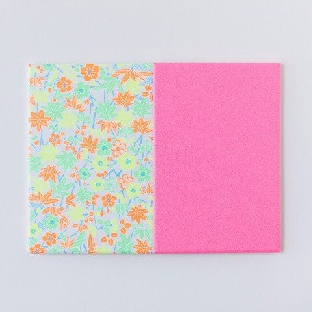 Shogado Yuzen Folding Stampbook - Shuincho Goen "Neon" Series - Maple Leaves #5 (Made in Kyoto, Japan)