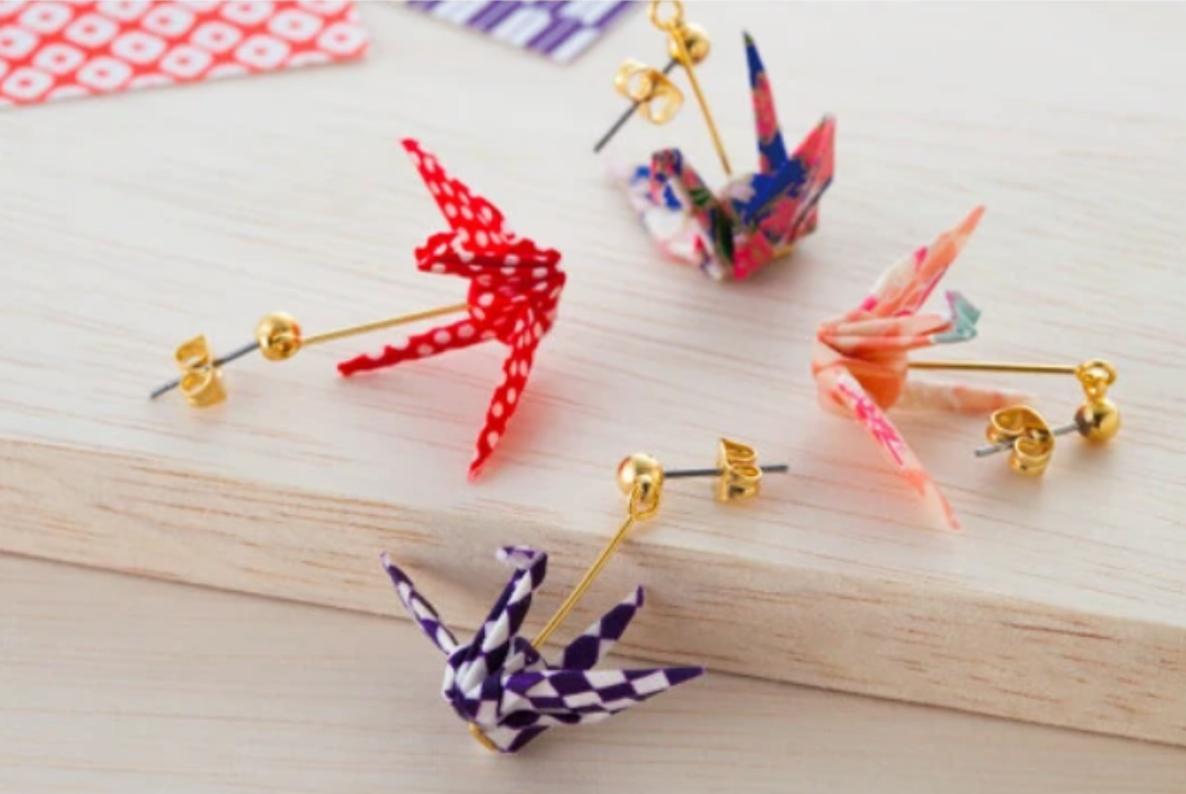 Orizuru Origami Crane Earrings