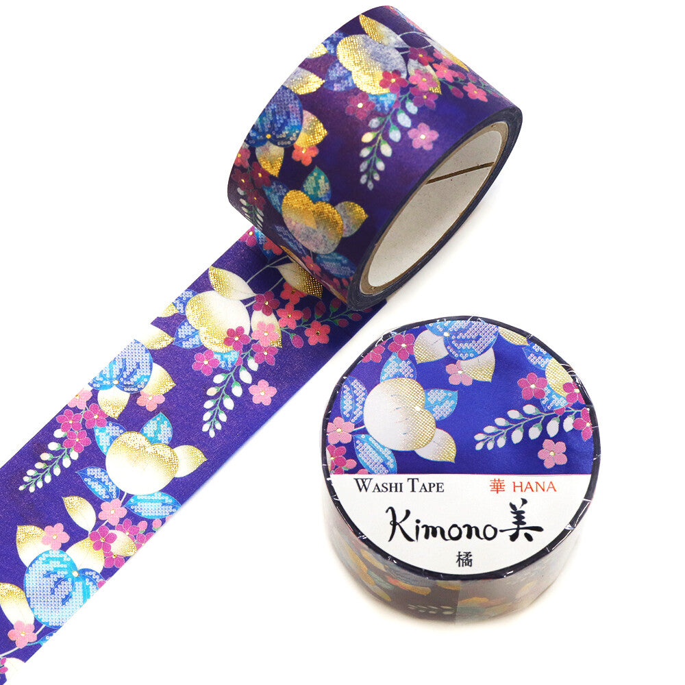 Kamiiso Yuzen Washi Tape - Kimono "Hana" Series - Tachibana Floral