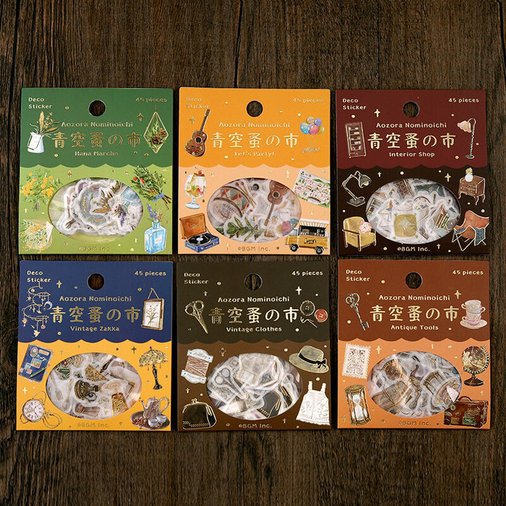 BGM Flake Stickers - Aozora Nominoichi Series - Antique Tools
