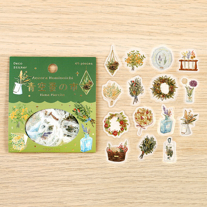 BGM Flake Stickers - Aozora Nominoichi Series - Flower Market
