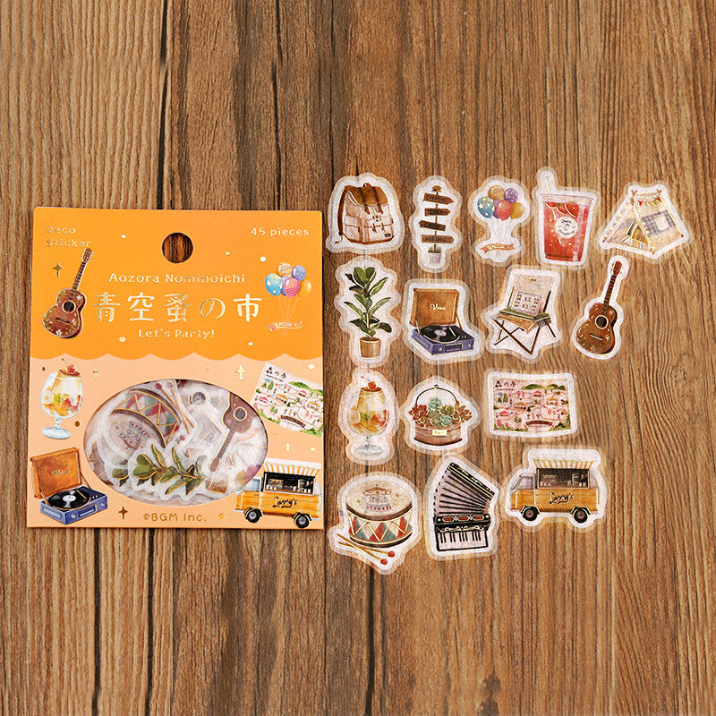 BGM Flake Stickers - Aozora Nominoichi Series - Let's Party