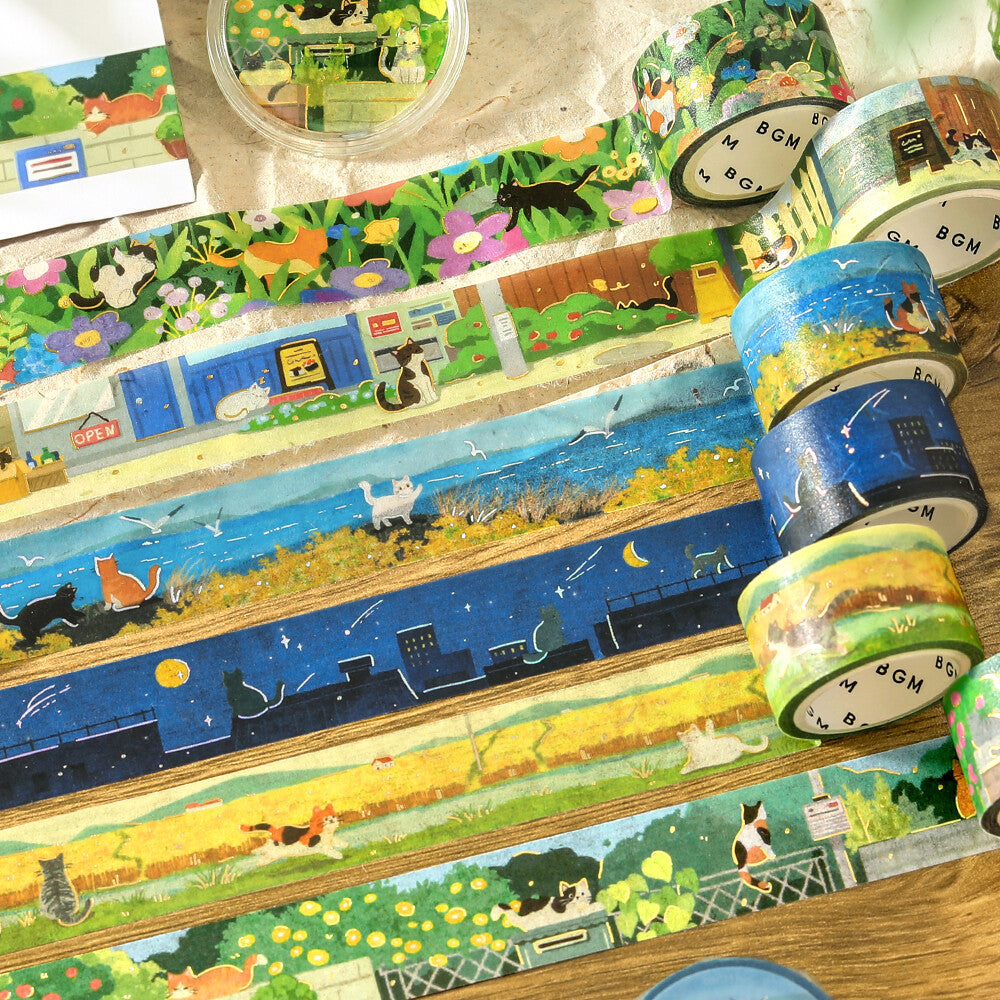 BGM Washi Tape - The Cat's Journey Series - Sunlit Garden