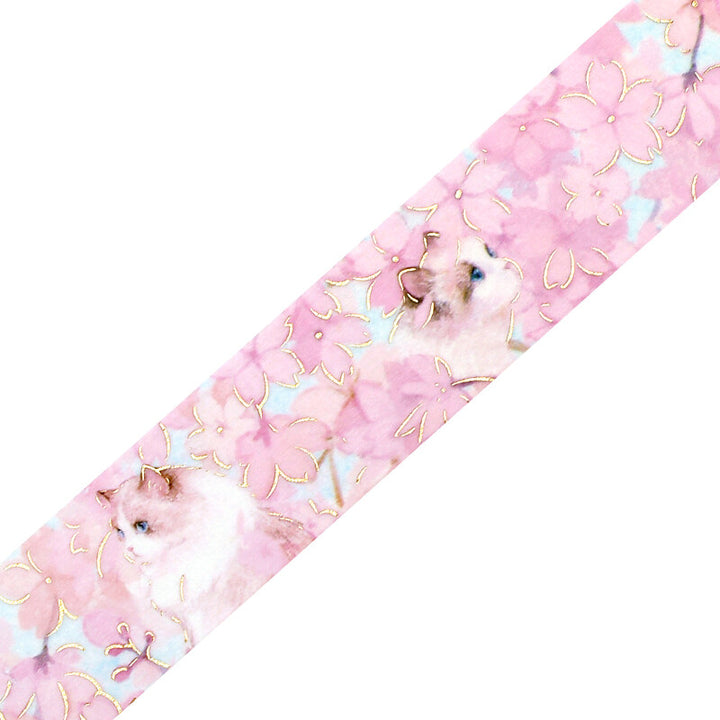 BGM Washi Tape - Cat in Sakura Blossom