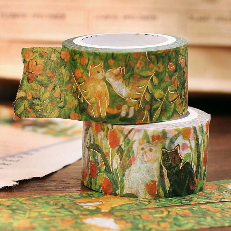 BGM Washi Tape - Ginger Cats in Poppy Field