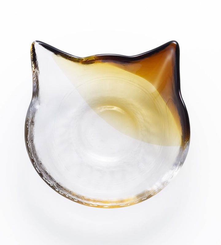 Coconeco Cat Glass Bowl - White & Brown Cat