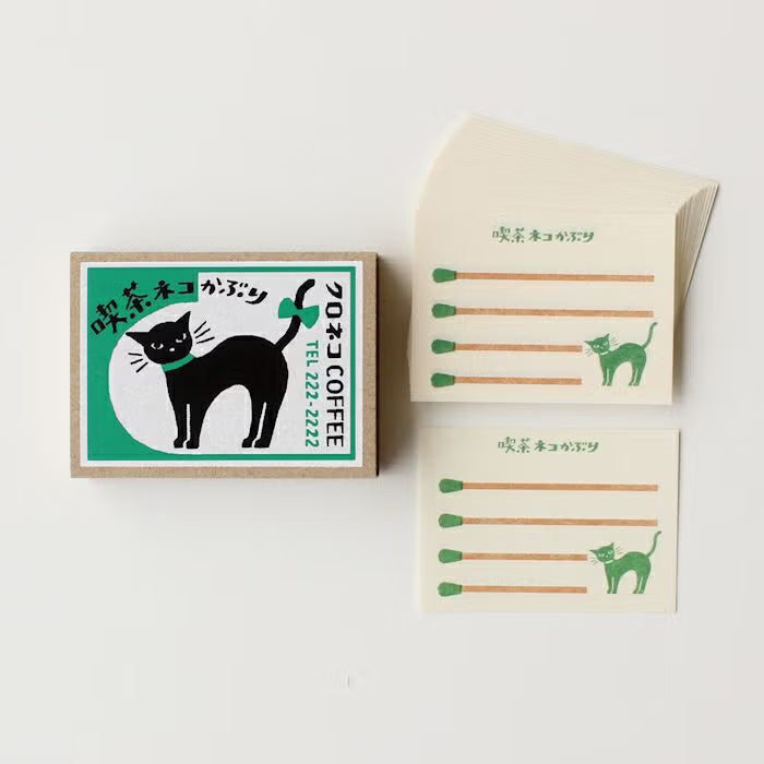 Furukawa Paper - Retro Match Box Mini Note Paper - Cat Coffee Shop
