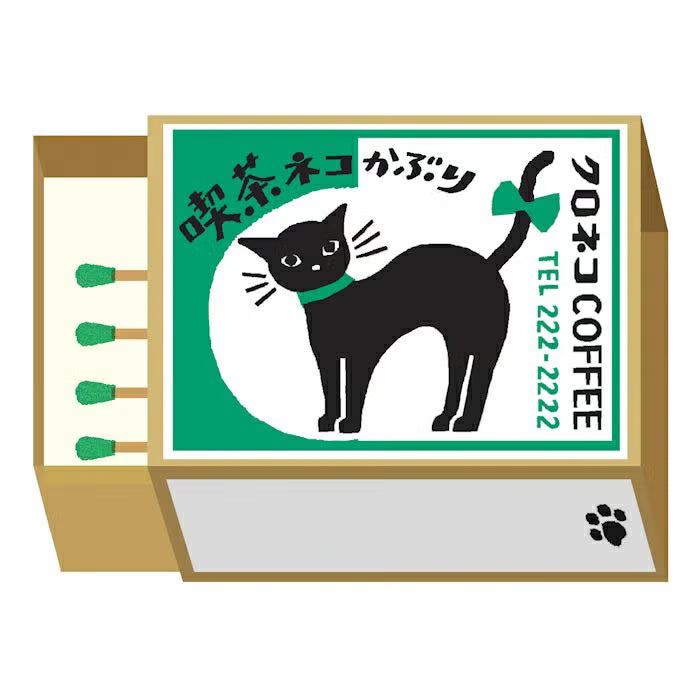Furukawa Paper - Retro Match Box Mini Note Paper - Cat Coffee Shop