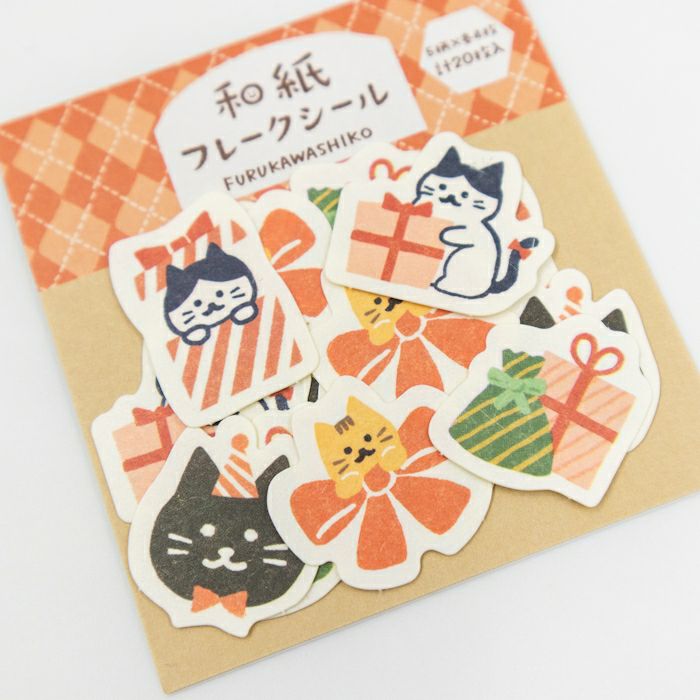 Furukawa Paper - Winter Limited Edition Flake Stickers - Cats with Gifts