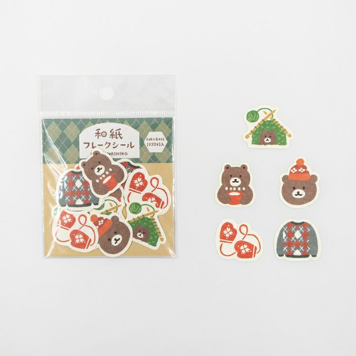 Furukawa Paper - Winter Limited Edition Flake Stickers - Knitting Bears