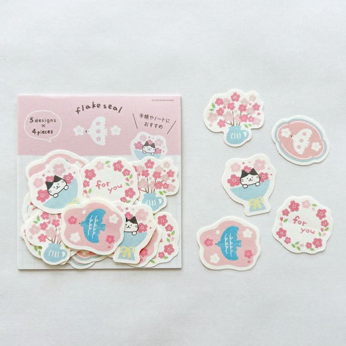 Furukawa Paper Works - Limited Edition Flake Stickers - Sakura Cat