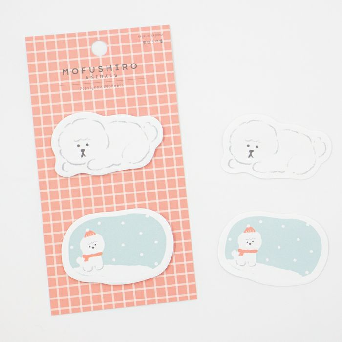 Furukawa Paper Works - Mofushiro Sticky Notes - Bichon Frise