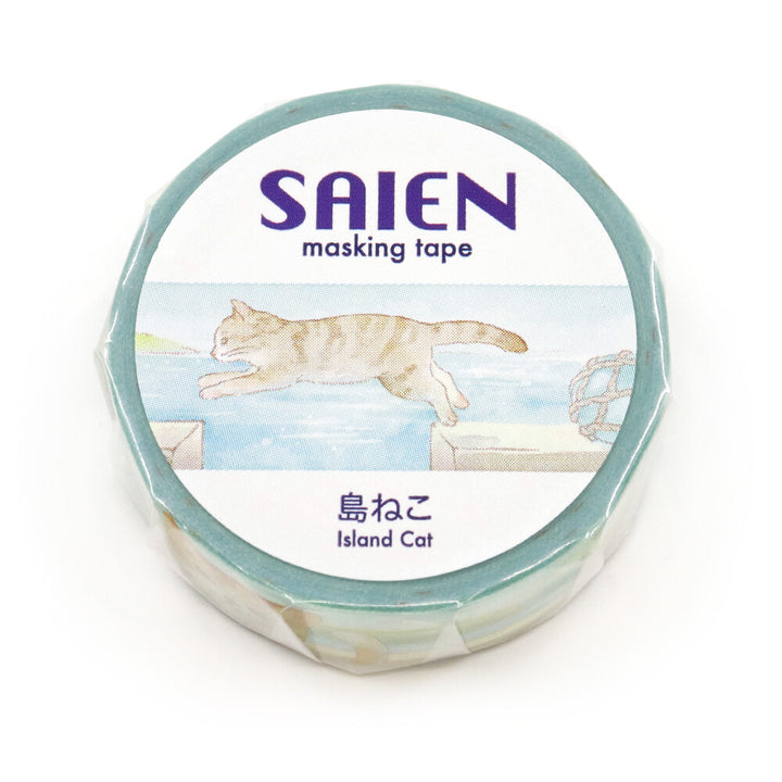 Kamiiso SAIEN Washi Tape - Island Cat (Summer 2026 Limited Edition)