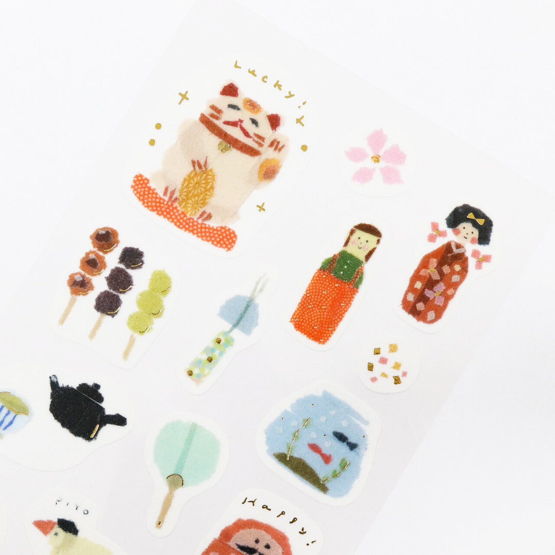 Kamiiso Sticker Sheet - Designed by Miki Tamura - Japan (Gold Foil Inlay)