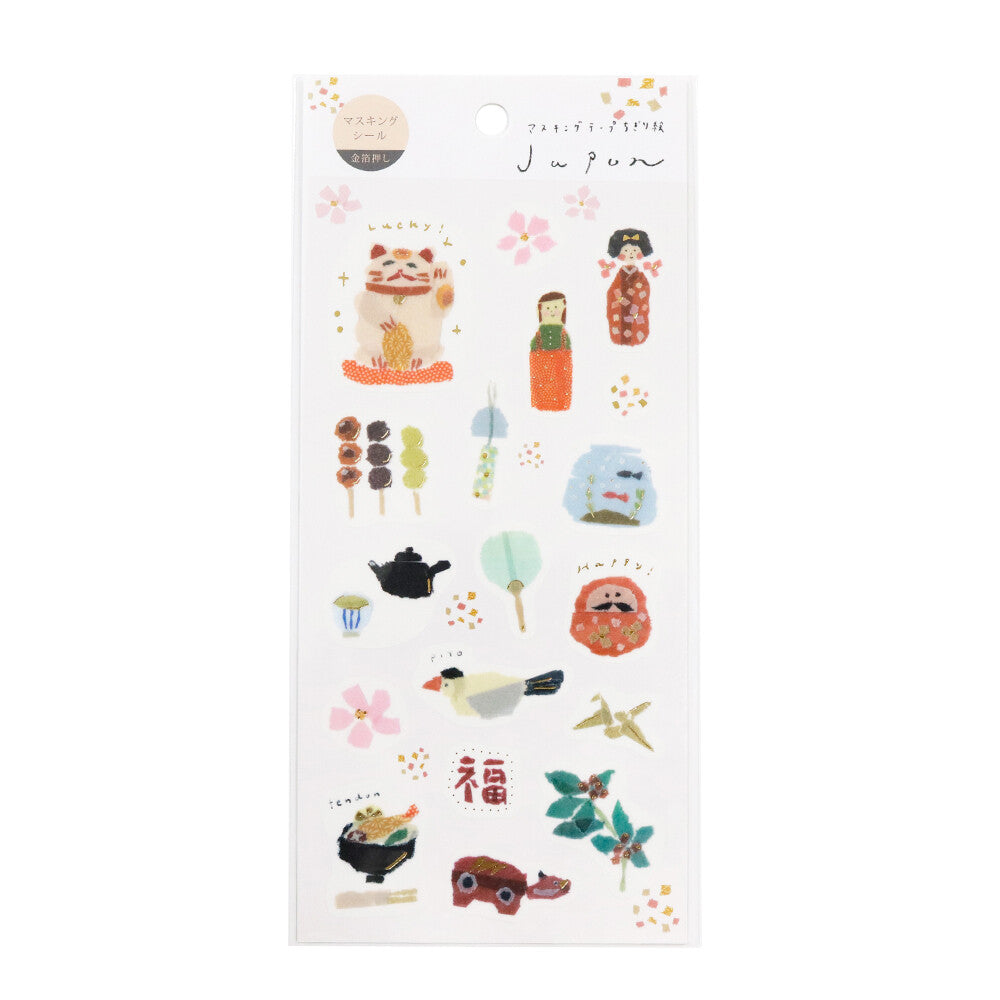 Kamiiso Sticker Sheet - Designed by Miki Tamura - Japan (Gold Foil Inlay)