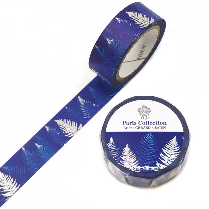 Kamiiso SAIEN x Iriya Washi Tape - Ferns - "Notes Bleues"