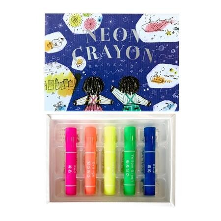 Kokuyo Neon Crayons - 5 Colour Set - Glows under UV Light!