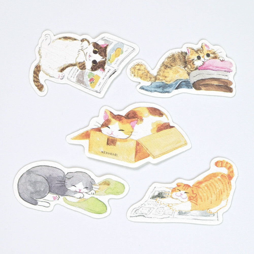 NB Japanese Flake Stickers - "Nekorobi" Series - Cats being Cats