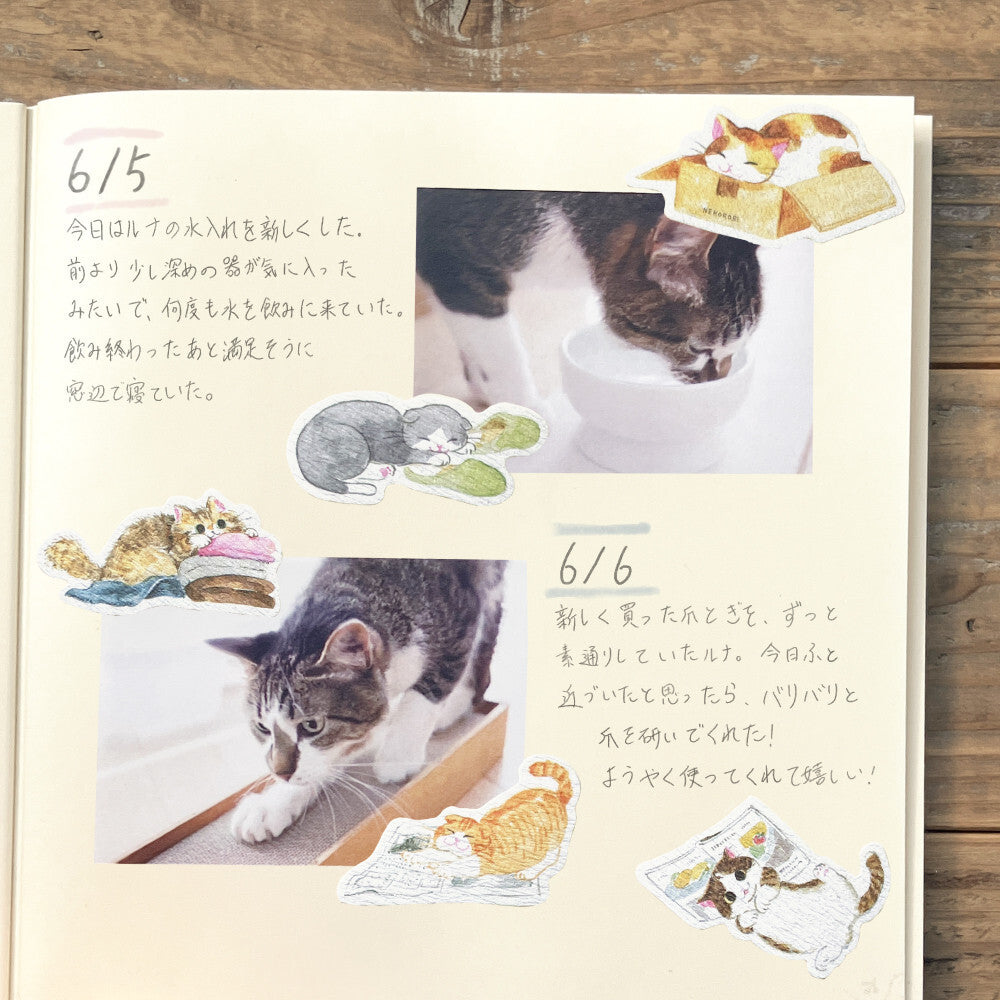 NB Japanese Flake Stickers - "Nekorobi" Series - Cats being Cats
