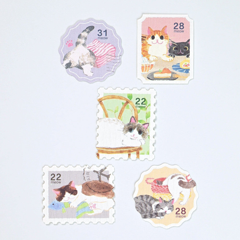 NB Japanese Flake Stickers - "Nekorobi" Series - Cat Stamps