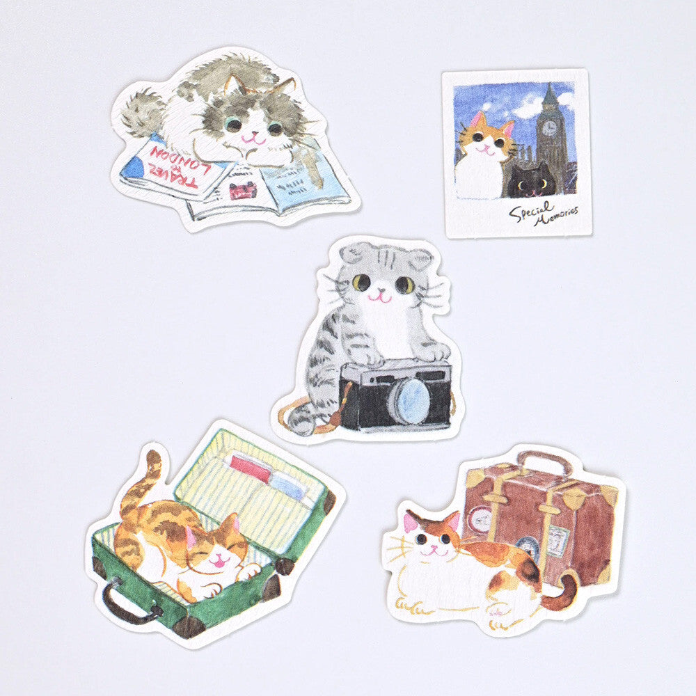 NB Japanese Flake Stickers - "Nekorobi" Series - Travelling Cats