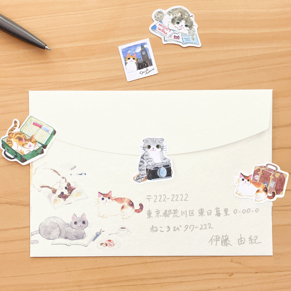 NB Japanese Flake Stickers - "Nekorobi" Series - Travelling Cats
