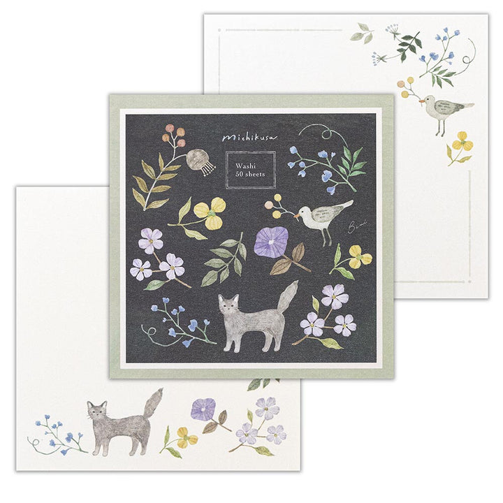 NB Michikusa Memo Pad - Cats, Birds & Flowers