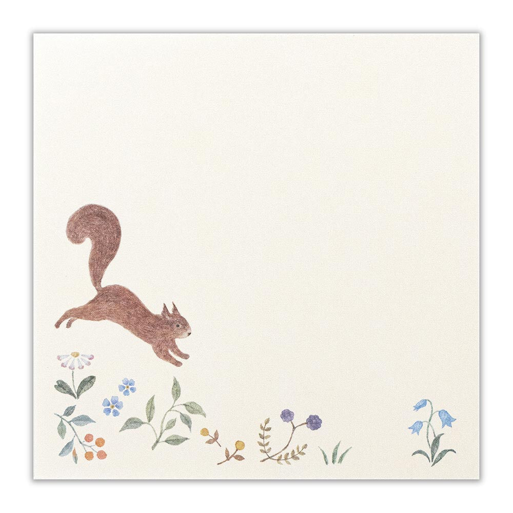 NB Michikusa Memo Pad - Squirrel & Flowers