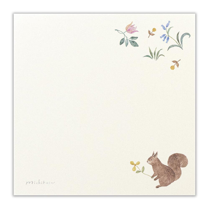 NB Michikusa Memo Pad - Squirrel & Flowers