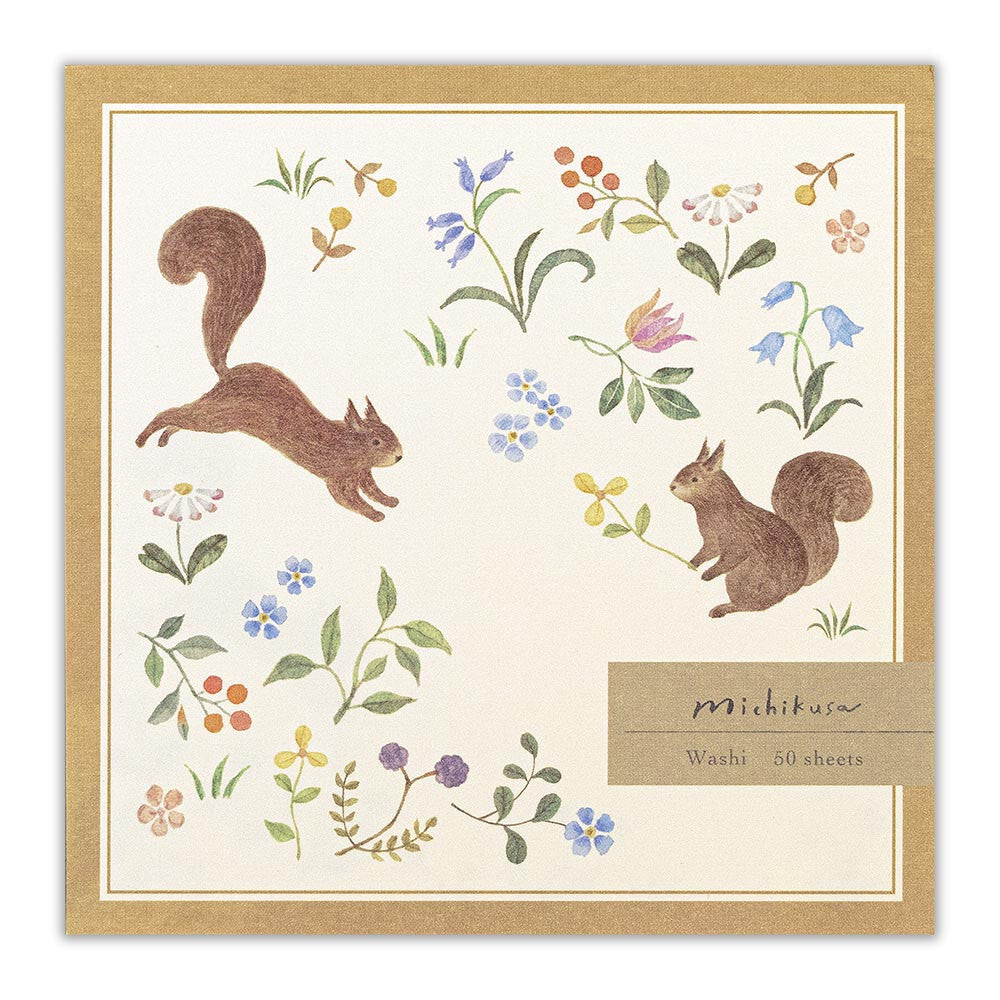 NB Michikusa Memo Pad - Squirrel & Flowers