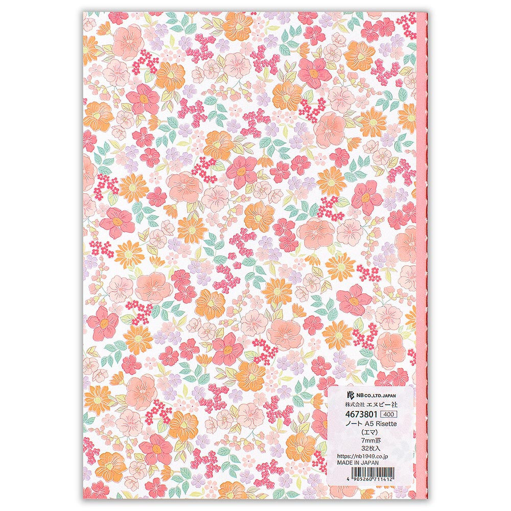 NB Risette A5 Lined Notebook - Pink / Orange Floral