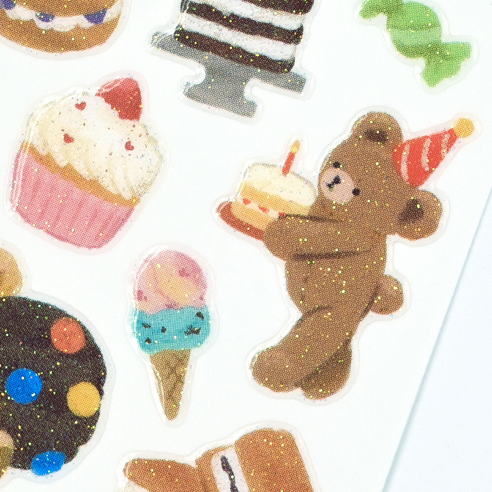 NB Japanese Sparkly Stickers - Teddy Bear Sweets