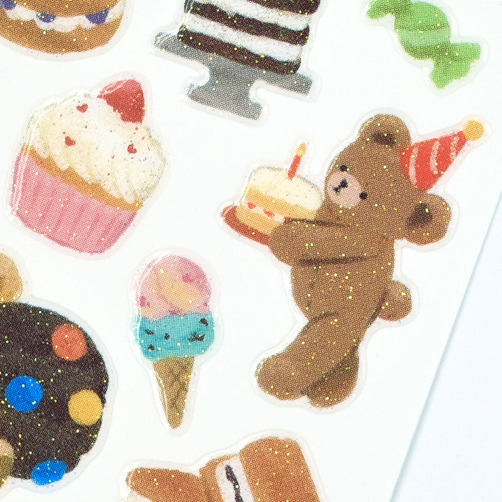 NB Japanese Sparkly Stickers - Teddy Bear Sweets