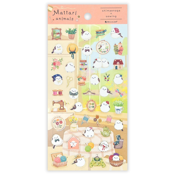 NB Japanese Sticker Pack - Mattari Animals Series - Shimaenaga x Sewing