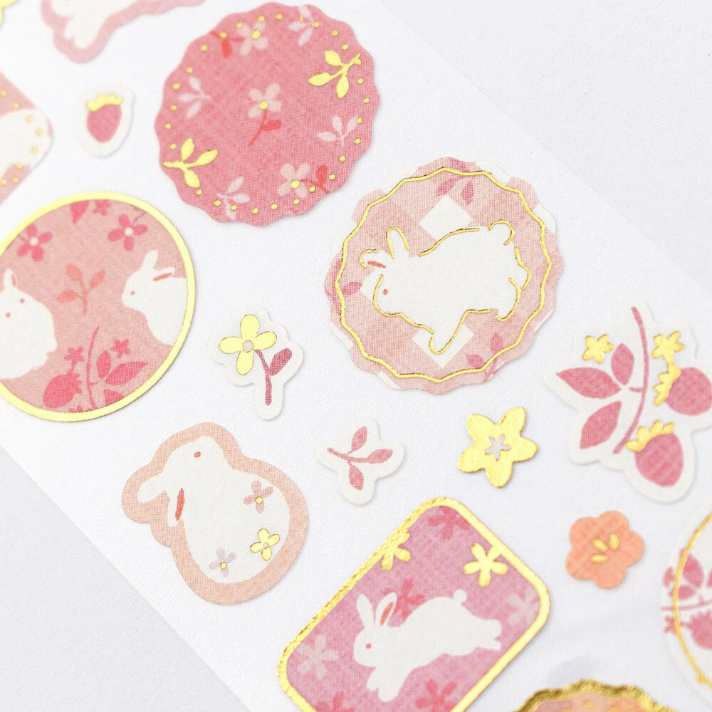 NB Wanowa Japanese Sticker Pack - Pink Florals & Rabbits